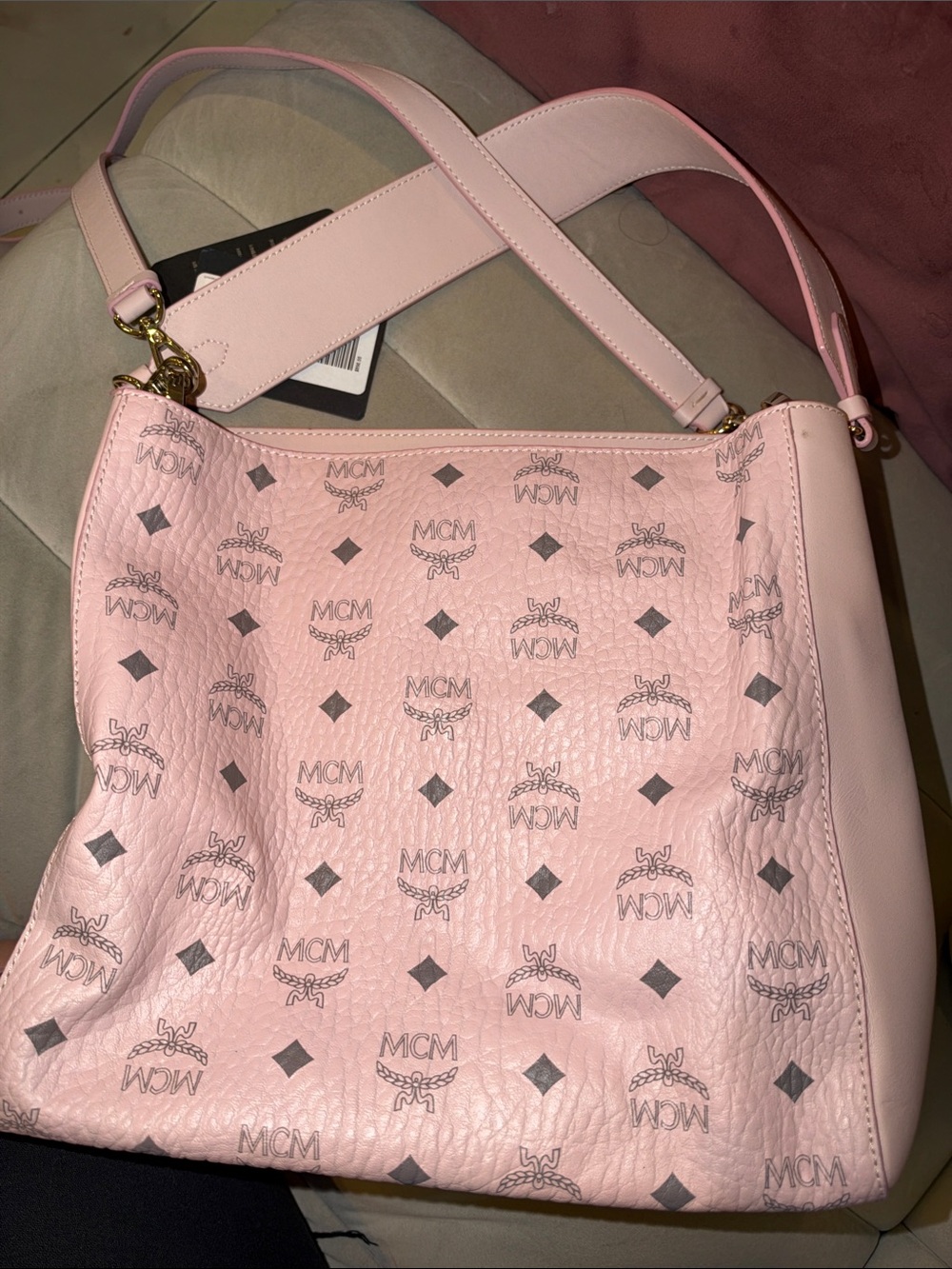 MCM Pink Logo Shoulder Bag - Picture 3 of 6
